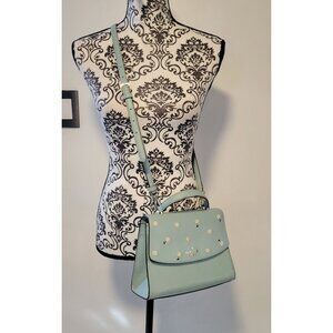 Kate Spade Purse Darcy Embroidered Top Handle Satchel Crossbody aphrodite green